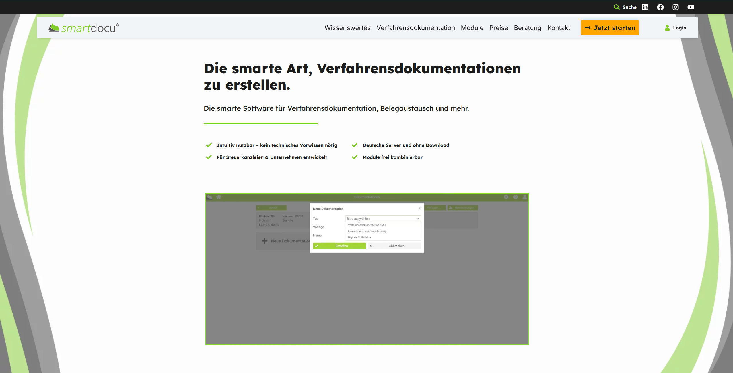 Landingpage mit Hero-Bereich und Nutzenargumenten